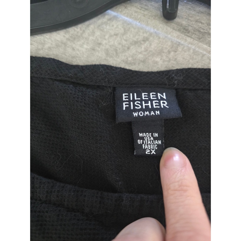 Eileen Fisher Black Viscose Wool Textured Knit Sleeveless Shift Dress 2X USA - Picture 7 of 8
